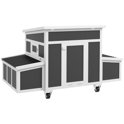 PawHut Wooden Chicken Coop for 6 Chickens, Dark Gray