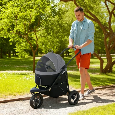 Pet Stroller 43.7" L x 22.2" W x 40.2" H Gray
