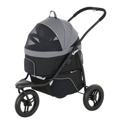 Pet Stroller 43.7" L x 22.2" W x 40.2" H Gray