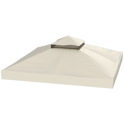 Outsunny 10' x 10' Gazebo Canopy Replacement Cover, 2-Tier Garden Gazebo Roof Replacement, UPF30+, TOP COVER ONLY, Cream White