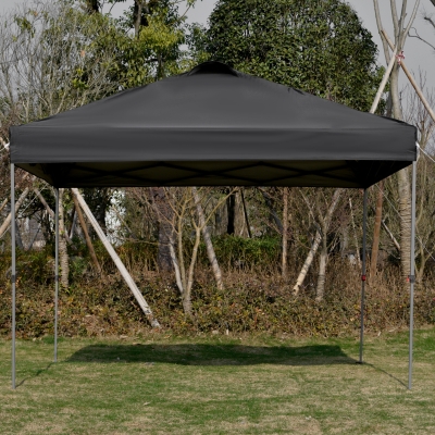 Outsunny 10' x 10' Pop Up Canopy Tent with Airy Top Vents and Wheeled Carry Bag for Outdoor, Garden, Patio, Black
