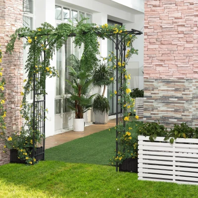 Outsunny 82" Metal Garden Trellis Arch, Durable Steel, Wedding Decor