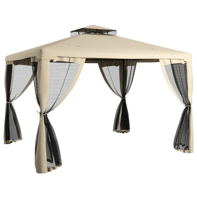 Patio34 10' x 10' Fabric Gazebo with Mosquito Netting and 2-Tier