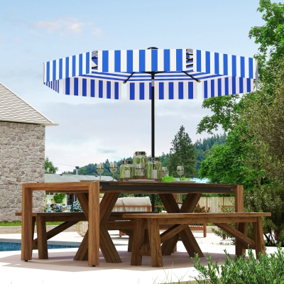 Outsunny 8.7FT Tilting Patio Umbrella with 8 Ribs, Crank Handle, Air Vent for Outdoor, Garden and Pool, Navy Blue