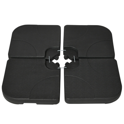 Outsunny 4 Piece Umbrella Base Stand w/ U Locking, 132 lb Capacity Water or 172 lb Capacity Sand, Black