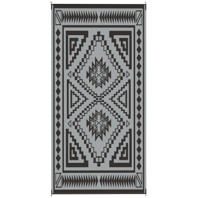 Outdoor Rug 215.7" x 107.9" x 0.12" Black and Gray Square Patchwork