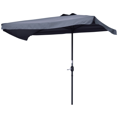 Outsunny 7.5ft Half Umbrella Semi Patio Parasol with Crank Handle, Top Vent for Garden, Balcony- NO BASE INCLUDED, Grey