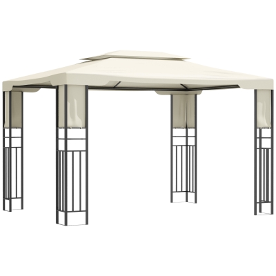 Outsunny 10' x 13' Patio Gazebo, Double Vented Roof, Cream White