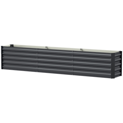 Outsunny 8 x 1.3 x 1.5ft Galvanized Raised Garden Bed, Reinforced Outdoor Planter Box with Open Bottom, Dark Grey