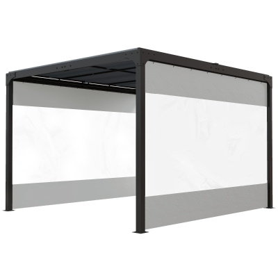 Outsunny Pergola Gazebo Curtains for 10' x 10' Pergola, 2 Pack Side Panels Replacement with Large Windows and Doors