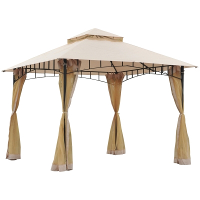 Outsunny 10' x 10' Patio Gazebo Canopy Tent, Beige