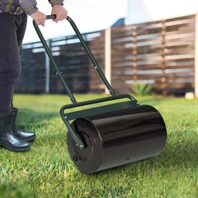 Outsunny 20-Inch Lawn Roller, Push/Tow Behind, 10 Gal Capacity