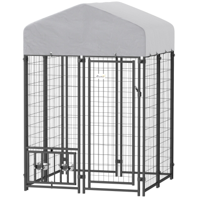 outdoor dog kennel 47.2" W x 47.2" D x 72" H Silver