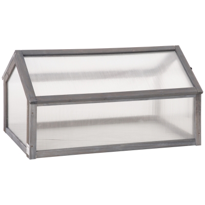 Outsunny Wooden Cold Frame Greenhouse Garden Portable Raised Planter with Openable Top for Indoor, Outdoor, Flowers, Vegetables, Plants, 35.5" x 20.5" x 19.5", Grey