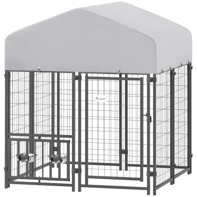outdoor dog kennel 47.2" W x 47.2" D x 54.3" H Silver