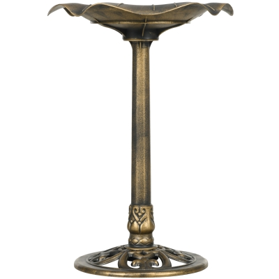 Outsunny Bird Bath for Outdoors, 28" Height Birdbath with Lotus Leaf Basin, Bird Feeder with Stand for Garden, Yard, Bronze