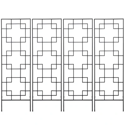 Outsunny 4 Pack Garden Trellis for Climbing Plants, Outdoor Metal Grid Panels for Roses, Vine Flower, Cucumber, Clematis, 72" Tall