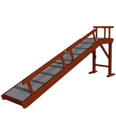 PawHut Wooden Dog Ramp for Large Dogs, 73" Long, with Non-slip Rug, Removable Guardrails for Couch, Bed, Brown