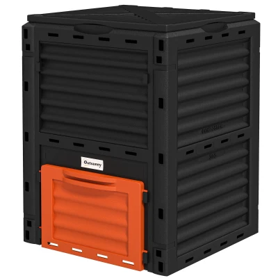 Outsunny Outdoor Compost Bin Garden Container, Fast Creation of Fertile Soil Aerating Compost Box, 80 Gallon, Orange