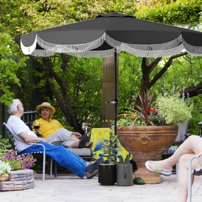 Patio Umbrella Φ8.8' x 7.8' H Charcoal Gray