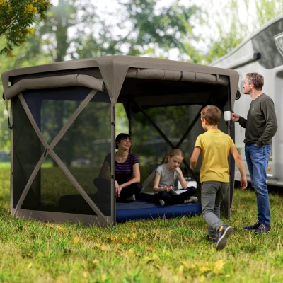 Pop Up Canopy 135.8" L x 135.8" W x 82.7" H Brown