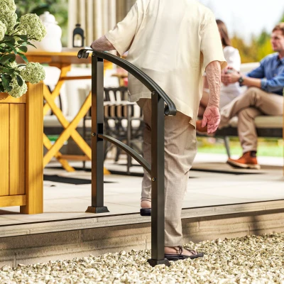 Outdoor Stair Railing 28" L x 3.1" W x 58.3" H Black