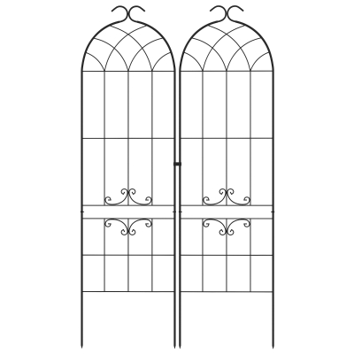Outsunny 2 Pcs Garden Trellis for Climbing Plants, Outdoor Metal Trellis Plant Support Trellises for Patio, Lawn, Backyard