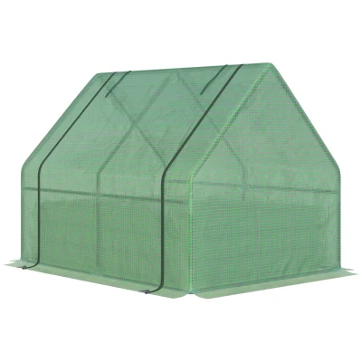 Outsunny Steel Outdoor Raised Garden Bed with Greenhouse,Cover, Roll Up Door, Dual Use, 50"x37.4"x36.2", Green