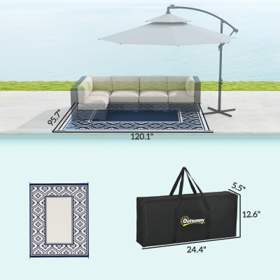 Outsunny Reversible Outdoor Rug, Waterproof Plastic Straw