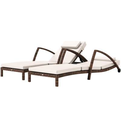 Rattan Sun Lounger 72.8" L x 28.3" W x 30.7" H Beige