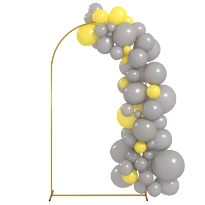 Outsunny 7FT x 4FT Gold Wedding Arch with U-shaped stakes for Birthday Parties, Bridal Showers, Graduation, and Ceremony