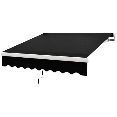 Outsunny 8'x7' Patio Awning Manual Retractable Sun Shade Outdoor Deck Canopy Shelter, Black