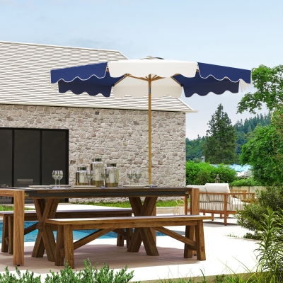 Outsunny 9FT Patio Umbrella with 8 Ribs, Crank & Tilt, UPF 50+ for Garden, Deck, Poolside, Mixed Colour