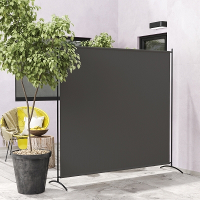 Outsunny Single Panel Room Divider, UV30+ Privacy Screen, Indoor Outdoor Privacy Panel with Stable Base, Dark Grey