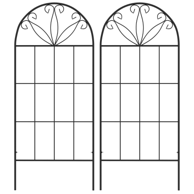 Outsunny Metal Garden Trellis Pack of 2 for Climbing Plants, Arched Grid Trellis Panels, 20" x 47", Black
