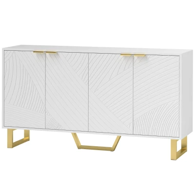 HOMCOM Sideboard Buffet Cabinet with Adjustable Shelves, Living Room Cabinet, TV Cabinet for 65 Inch TV, White