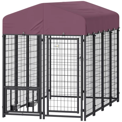 PawHut Welded Wire Outdoor Dog Kennel with 360° Rotating & 4
