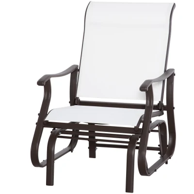 Outsunny Outdoor Glider Chair, Patio Glider with Steel Frame and Mesh Fabric, Garden Chair for Backyard, Garden, and Porch, Cream White