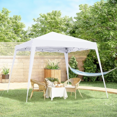 Outsunny 8' x 8' Pop Up Canopy, Outdoor Foldable Tent, Portable Canopy Tent with Carrying Bag for Camping, Party, Picnic, White