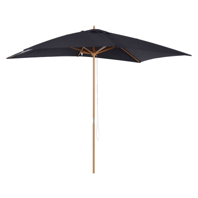 Outsunny 7' x 10' Wooden Patio Umbrella Rectangle Garden Parasol Outdoor Sunshade Canopy with Bamboo Ribs for Garden Black