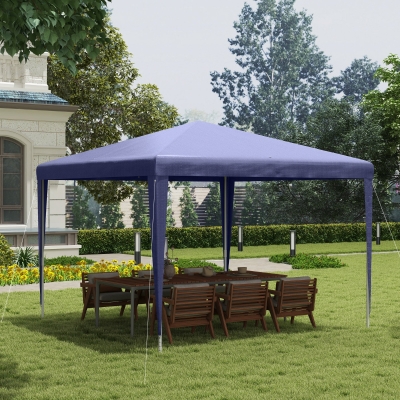 Outsunny 10x10ft Party Tent Portable Gazebo, Folding Garden Canopy Event Shelter Outdoor Sunshade Dark Blue