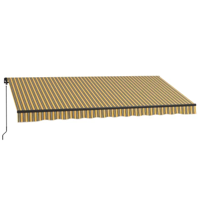 Outsunny 13' x 10' Retractable Awning, 280gsm UV Resistant Sunshade Shelter, for Deck, Balcony, Yard, Amber and Dark Grey