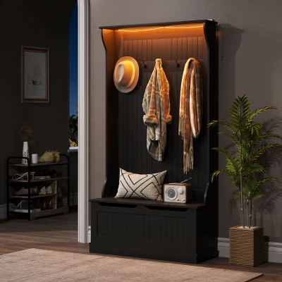 Hall Tree 37.75" x 13.5" x 70.75" Black