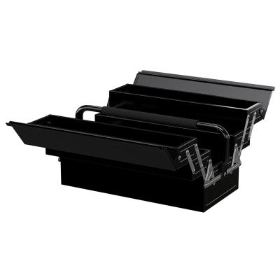 DURHAND 18" inches Metal Tool Box, Portable 5-Tray Cantilever Steel Tool Chest Cabinet, Black