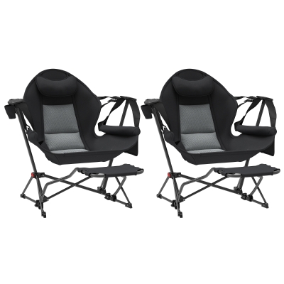 Rocking Camping Chair 34.6" W x 63" D x 40.9" H Black