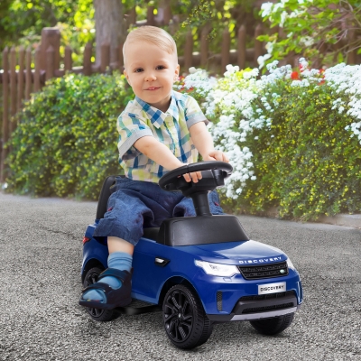 Qaba 2 in 1 6V Land Rover Licensed Electric Car for Kids, Sliding Car with Music Horn Headlights, for 18-60 Months Blue