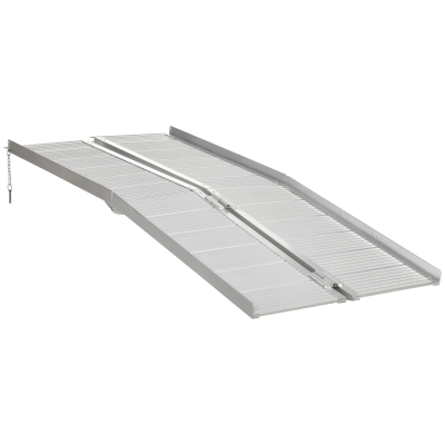 HOMCOM Textured Aluminum Folding Wheelchair Ramp, Portable Threshold Ramp 6', for Scooter Steps Home Stairs Doorways