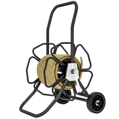 Outsunny 98 ft of 5/8" Hose Reel Cart (Hose Not Included), Garden Water Hose Carts with Wheels for Yard, Lawn, Black