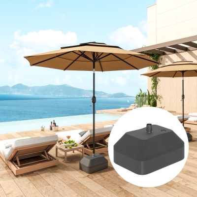 Outsunny Rectangular Plastic Fillable Patio Umbrella Base, Heavy Duty Outdoor Umbrella Stand Base, Filled Up to 53lbs with Stand or 44lbs with Water for Deck Poolside, Black