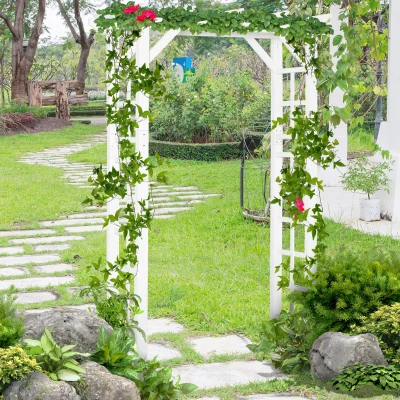 Outsunny 85" Wooden Garden Arbor, Outdoor Arch Trellis - White